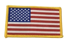 AMERICAN FLAG EMBROIDERED PATCH iron-on YELLOW BORDER USA United States QUALITY