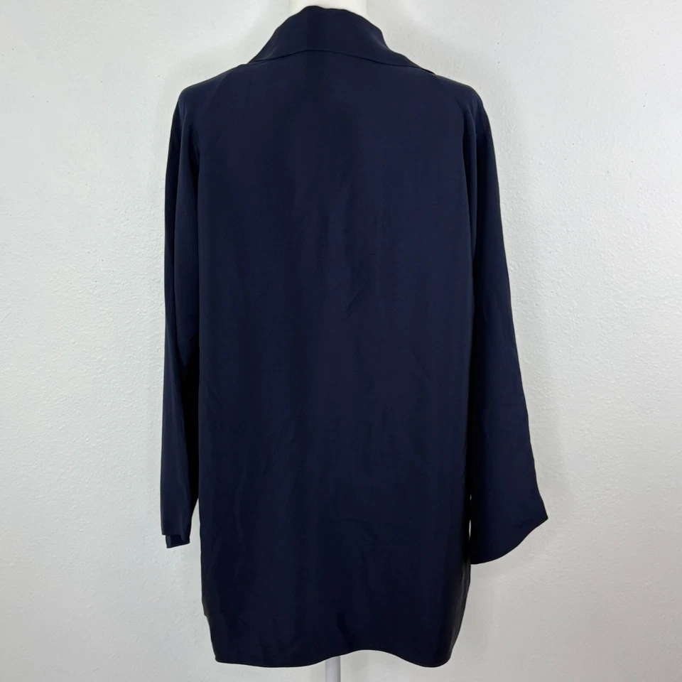 Blusa Top Ronaldus Shamask Talla 2 L? Manga Larga 100% Seda Lujo Azul Foto 3 de 4