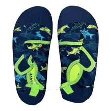 Sea Wave Boys Blue Green Sharks Water Shoes Aqua Socks Size 2/3 New