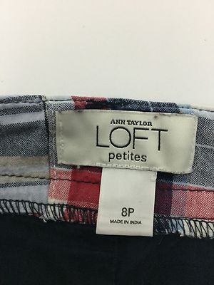 Mini Jupe Ann Taylor Loft Taille 8P - Patchs à Carreaux Rouge Bleu Marron Blanc - Coton - Occasion Très Bon État