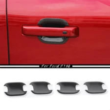 For Ford F150 F-150 2021-2023 ABS Carbon Door Handle Bowl Cover Cup Overlay Trim