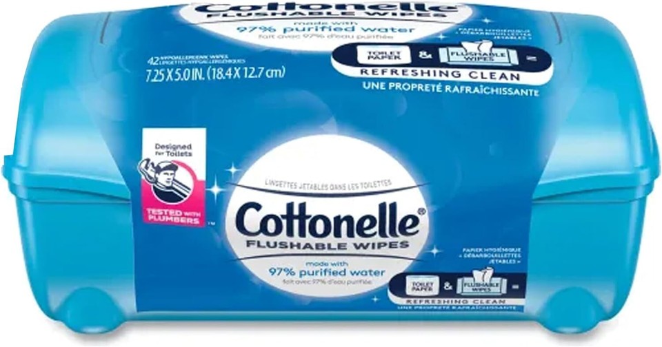 Cottonelle Flushable Wet Wipes - 1 Tub Pack, 42 Total 36000724424 | eBay