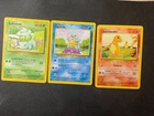 Charmander 46/102 + Bulbasaur 44/102 + Squirtle 63/102 Pokemon  1999 WOTC Common