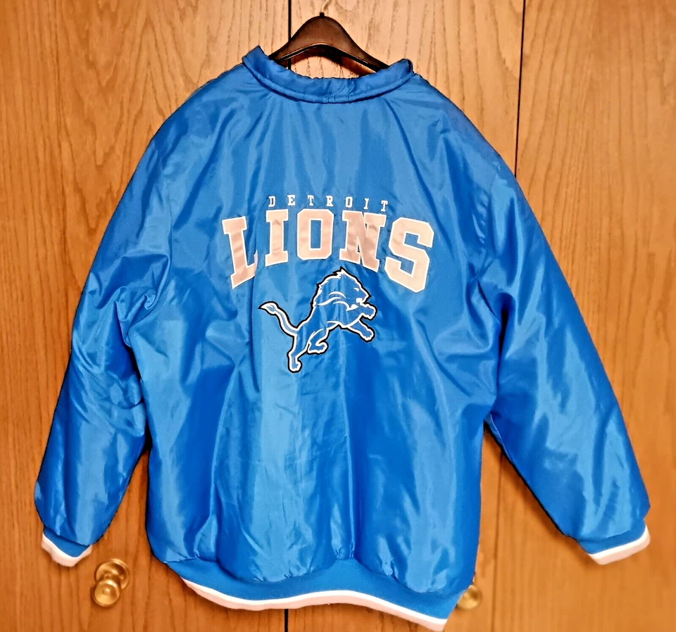 Vintage Detroit Lions Honolulu Blue NFL Winter Coat XXXL With Zip On Hood - Image 3 of 4