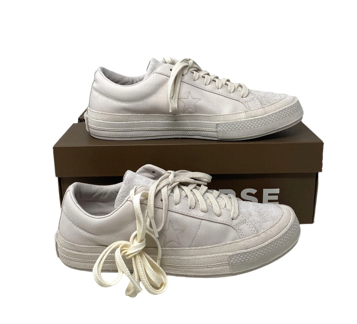 White suede converse one cheap star