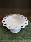 vintage 7 inch top diameter white milk glass candy dish