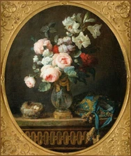 Oil painting Anne Vallayer-Coster still life flowers roses handmade in oil art