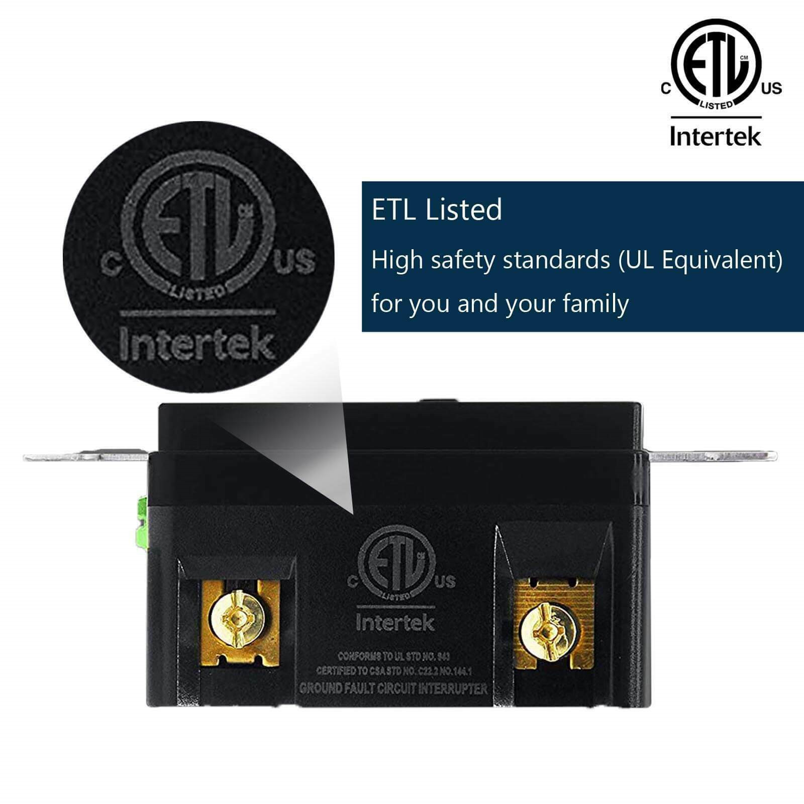 Weather Resistant Black GFCI Outlet 20A ETL Certified TR LED Status Light 1PK