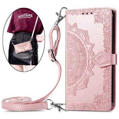 For iPhone 16 Pro Max 15 14 13 12 11 Cover Card Bracket PU Leather Case Lanyard