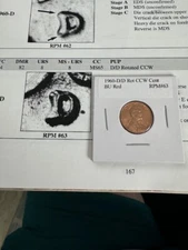 1960-D D/D Rotated Counterclockwise Lincoln Cent RPM BU Red RPM #63
