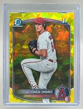 Chase Shores 2025 Bowman Chrome Sapphire #BDC-142 Yellow Refractor 1st RC /75