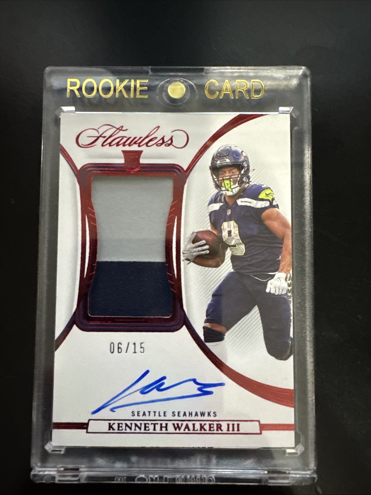 2022 Flawless Rookie Patch Autographs Kenneth Walker III #RPA-19 Ruby 6/15 NR