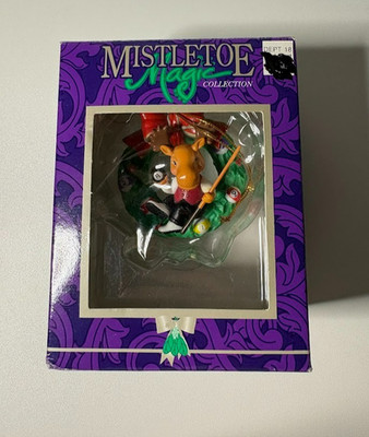 VINTAGE ORNAMENT OLD STOCK Mistletoe Magic MOOSE  PLAYING POOL