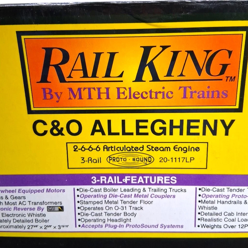 O Gauge 3-Rail MTH RailKing 20-1117LP C&O 2-6-6-6 Allegheny Steam #1604 Sound - Image 3 of 4