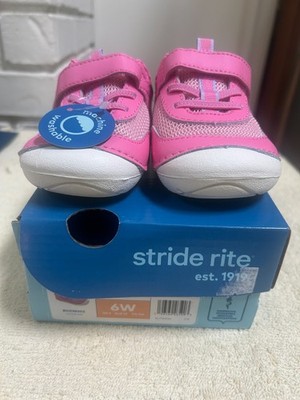 Stride Rite baby sneaker size 6 W Apollo walking hook and loop bumper toe pink
