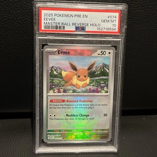 Pokémon TCG Eevee Master Ball Reverse Holo 74/131 PSA 10