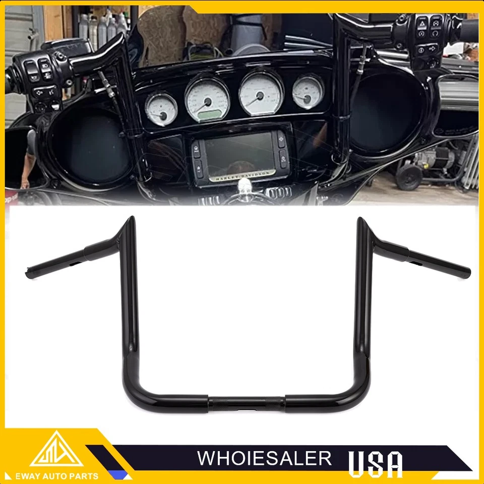 Rise 14"  Meathook Ape Hanger Bar Handlebar For HARLEY ULTRA LIMITED GLIDE 86-25 - Image 4 of 4