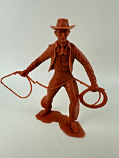 1964 Louis Marx  Co. Cowboy With Lasso 6" Plastic Figure Orange Broken Lasso