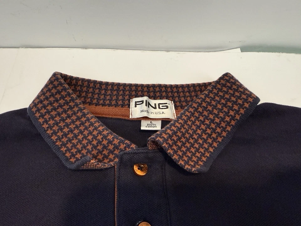 VINTAGE Ping Polo Shirt Mens Large Blue Golf Polo Knit USA Made - Image 4 of 4