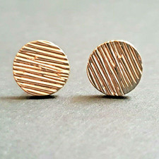 Image of New KAREN MILLEN GOLD PLATED TEXTURED ROUND STUD EARRINGS