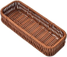 Wicker Bread Basket, Rattan Serving Tray, Woven Cutlery Basket for Living Room