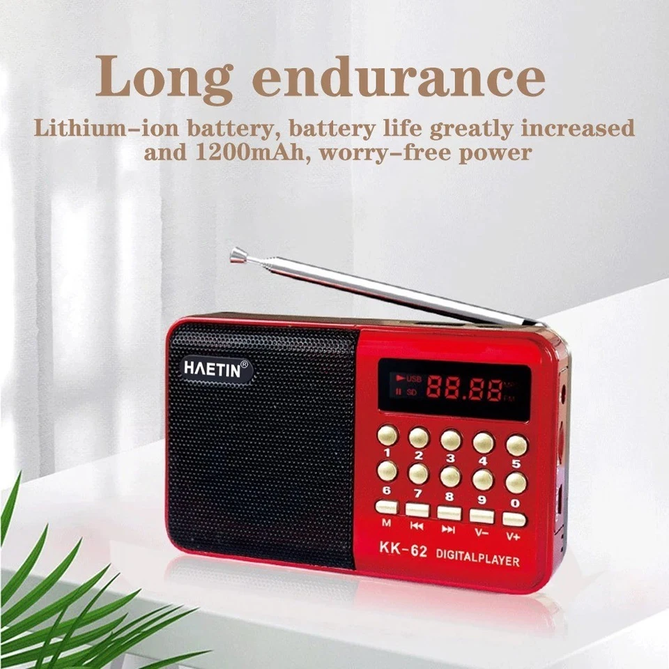 Rechargeable Digital Portable USB TF FM Radio Receiver Speaker MP3 Music Player - Image 4 of 4