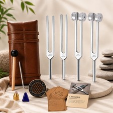 Tuning Forks for Sound Healing Set 128Hz, 136.1Hz, 256Hz 384Hz Weighte