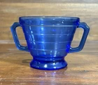 Vintage Hazel Atlas Cobalt Blue Depression Glass Sugar Bowl Moderntone 3" Tall