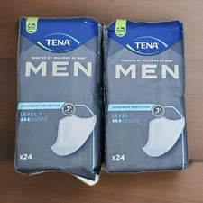 2 Pack 24 Count=48 Total Tena Men Incontinence Protector Level 1 Bladder Pads