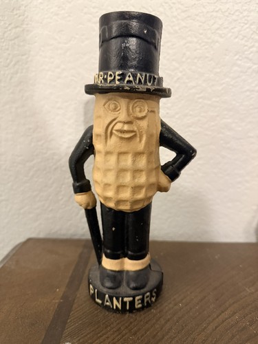 VTG MR. PEANUT PLANTERS ADVERTISING CAST IRON BANK 8" TALL