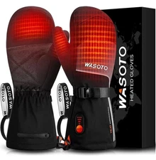 Wasoto Heated Mittens Gloves for Women Men 7.4V 22.2WH Black Gray Size Small
