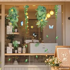 Autocollant adhésif statique PVC plante verte pour fenêtres pour portes vitré