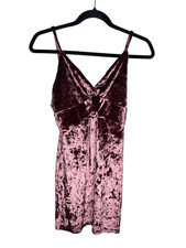 Free People Dress Womens XS Mini Spaghetti Strap OB842104 Raspberry Velvet Slip