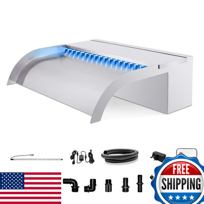Longrun Pool Fountain Stainless Steel Outdoor Pond Spillway Waterfall Wider
