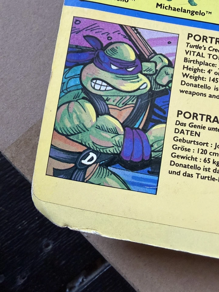 TMNT Teenage Mutant Hero Turtles Donatello MOC 20-back Figure 1989 VG+ Condition - Image 3 of 3