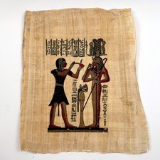 Authentic Hand Painted Egyptian Papyrus Art King Seti I Offering Scene