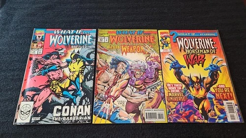 1990 MARVEL COMICS WHAT IF? LOT OF 3 WOLVERINE BATTLES MID-GRADE VINTAGE CONAN