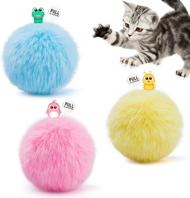 Chirping Cat Toys Balls with SilverVine Catnip, Upgraded, 3 Pack Fluffy Interact