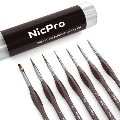 Nicpro 7 PCS Micro Fine Detail Paint Brush Set, Small Miniature Fine Tip Detail