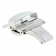 18MM BUTTERFLY STRAP BAND FOR DEPLOYMENT CLASP BUCKLE PUSH BUTTON S/STEEL SHINY