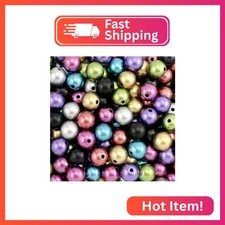 200 Round Matte Metallic Mix Acrylic Beads 12mm Diameter with 2mm Hole