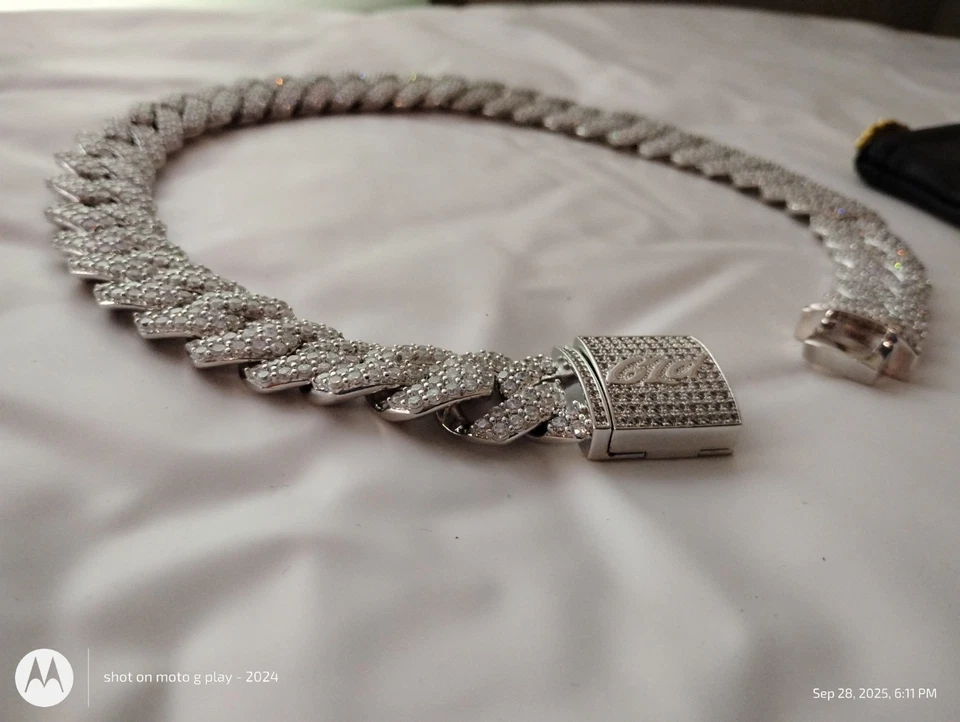 Collar de cadena de eslabones cubanos GLD chapado en oro blanco 6 mm 20 pulgadas Foto 4 de 4