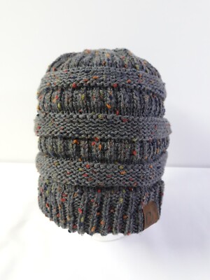 C. C Exclusive Winter Knitted Beanie Ponytail Hat Gray Autumn