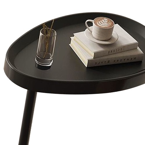 (Black) Mini Coffee Table C-Shaped Side Table Sturdy C-Shaped Structure - Picture 11 of 12