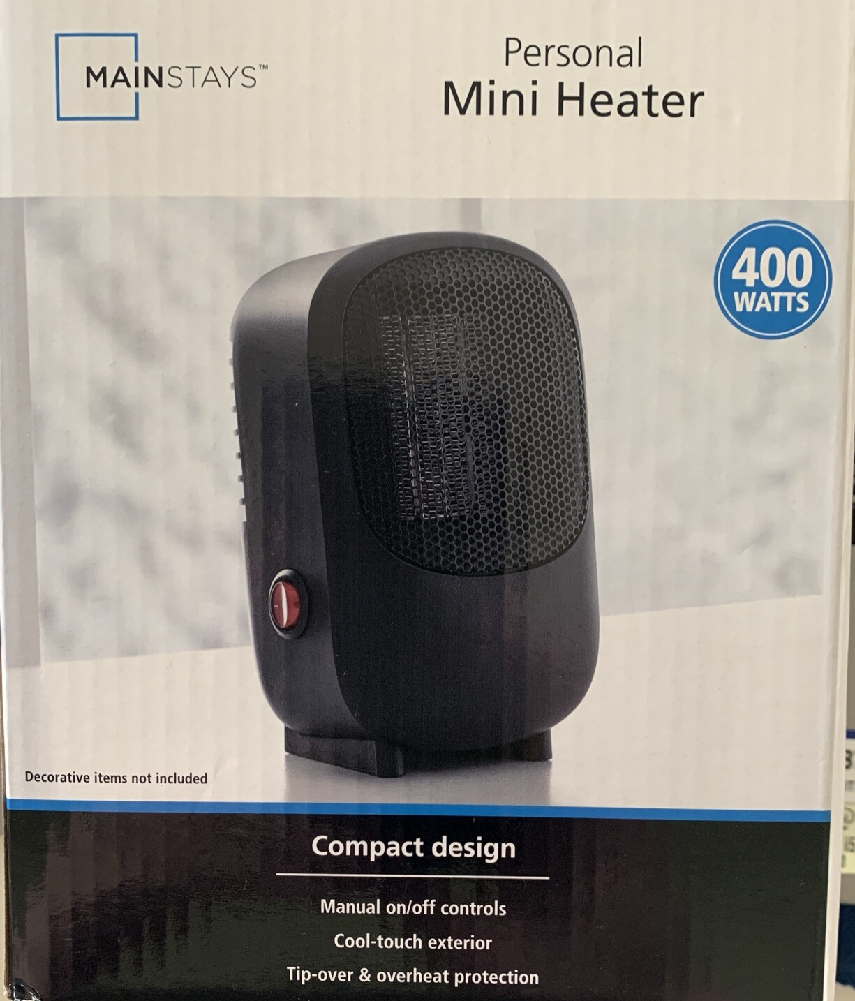 Mainstays 400W Portable Ceramic Space Heater for Indoor Use