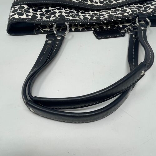 Vintage Coach Tote Shoulder Bag Black White Chelsea Heritage Signature Logo C - Picture 20 of 24