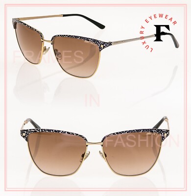 JIMMY CHOO LAURA Gold Brown Animal Leopard Print Enamel Sunglasses