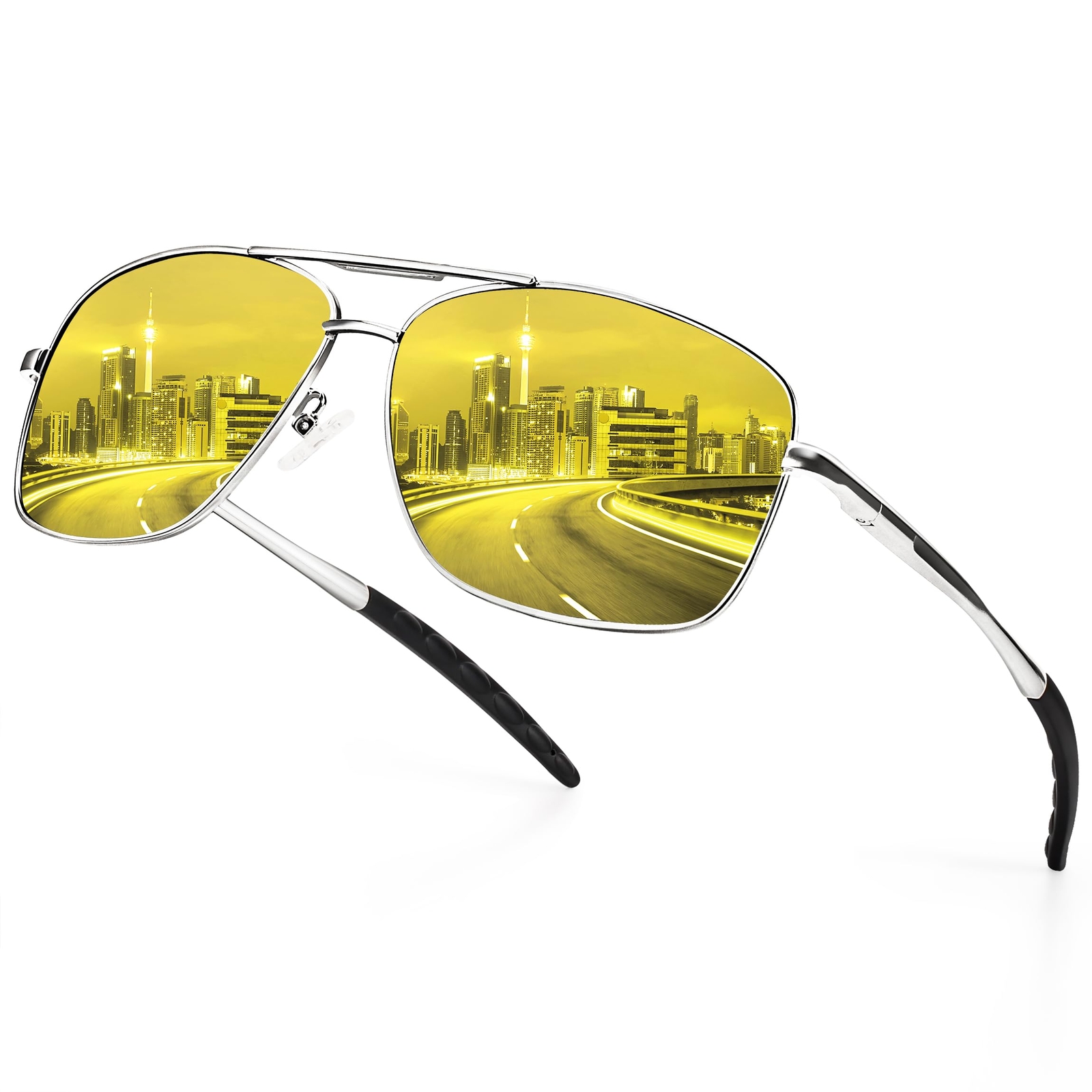 Aviator Night Vision Glasses for Driving for Men Women, Anti Glare Polarized ...