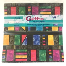 Vintage Cleo Wrapping Paper Art Deco Design Multi Color Gift Wrap 1996 Sheets