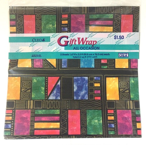 Vintage Cleo Wrapping Paper Art Deco Design Multi Color Gift Wrap 1996 ...
